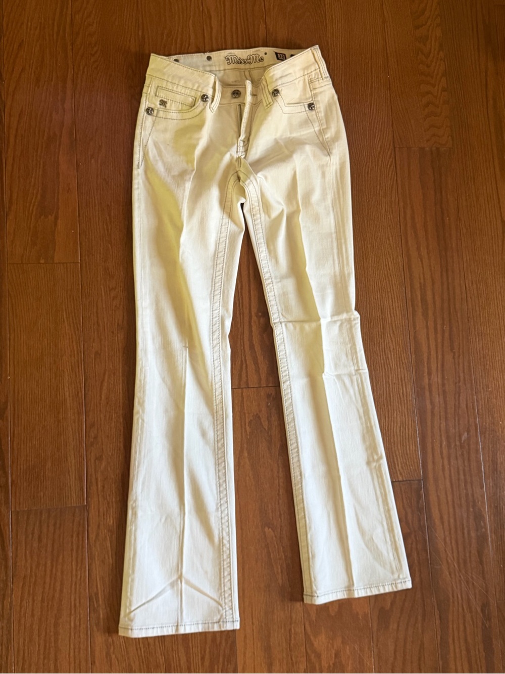 Miss Me Cream Flare Jeans - Wide Leg Bootcut